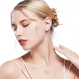 ALoveSoul Best Friends Necklace - Sterling Silver Two Interlocking Infinity Double Triangle Circles Friendship Necklace Friendship Gifts for Women Birthday Gift