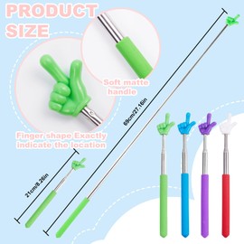 Xiuouix Telescopic Teacher Pointer Stick,4Pcs Mini Finger Pointer Stick,Retractable Teacher Pointer Stick forElementary School Kindergarten Teacher Teacher Supplies (A- Black,red,Blue,Purple)