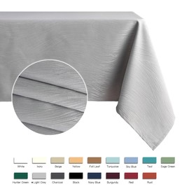 maxmill Jacquard Table Cloth Waving Pattern Water Proof Wrinkle Free Heavy Weight Soft Tablecloth Decorative Fabric Table Cover for Outdoor and Indoor Use Rectangular 60 x 104 Inch Light Grey