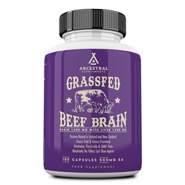 Ancestral Supplements Suplemento cerebral de carne de res alimentado con pasto con hígado de res - 180 cápsulas