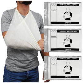 Steroplast Calico Cotton Triangular Arm Sling Shoulder Support Bandage Dressing, 90cm x 90cm x 127cm - 3 Pack