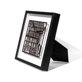 O3 DESIGN STUDIO Chicago Paper Cut Map framed, Black map, Black frame, 9x9 inches, Gift Boxed, 2 background color, self-changing, Paper Art