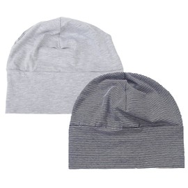 Sharplace Unisex Sleep Cap, Lightweight Soft Cotton Hat, Slouch Beanie Hat, Night Sleep Cap, Night Cap, Sleep Caps for Men and Women, Grey + Black-White