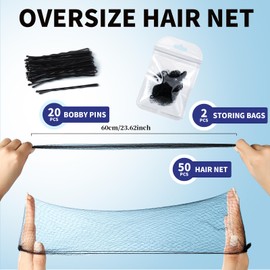 Teenitor Hair Nets for Food Service Workers, 50pcs 24inch Black Hair Net for Women Men and 20pcs Bobby Pins, Hairnets for Foodservice Hair Nets for Buns, Kitchen Hair Nets Hairnets for Dance Buns