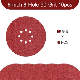 Awutzut 9 inch Sanding Discs 60 Grit 8 Holes Hook and Loop Sandpaper for Drywall Sander 10Pack