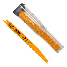 FOXBC 9 Inch 6/12 TPI Reciprocating Saw Blades for Nail-Embedded Wood, Bi-Metal, 25-Pack with Case