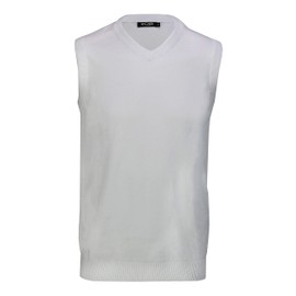 Xposed Mens Sleeveless V Neck Jumper Retro Smart Casual Plain Soft Tank Top Jersey Vest[V832,3XL,White]