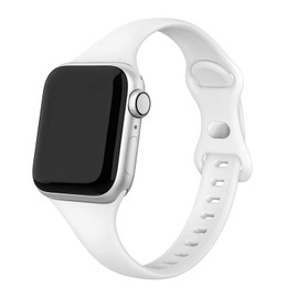 SWEES Sport Band Compatible with iWatch 38mm 40mm, Narrow Soft Silicone Slim Thin Small Replacement Wristband Strap Compatible for iWatch Series 5/4/3/2/1, Sport Edition Women Men, White