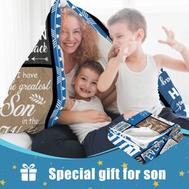 Son Gifts from Mom Dad, World's Best Son Ever Gift Blanket 60"x 50", Grown Gifts for Son Adult, Graduation Christmas Wedding Birthday Gift Ideas for Son Soft Flannel Blanket