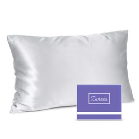Zenssia Silk Pillowcase 40 x 60 cm, 100% Mulberry Silk for Hair and Skin with Hidden Zip, Super Soft, Breathable, 1 Piece, Silver Grey
