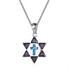 Blue Opal David Star and Cross Crucifix Necklace, Crystals Fire