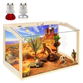 PROLEE Bearded Dragon Tank,30 Gallon Reptile Tank with Clear Tempered Glass Window View, Anti-Scratch Lizard Tank, Spacious Reptile Enclosure for Lguanas, Chameleons