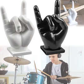 CXAFQ 2 Pieces Drumstick Display Holder, Drum Stick Holders, Drummer Gifts, Drum Accessories, 1 Black And 1 White, Size 8.5 * 6.5 * 15.5cm, 240.5g, Resin Material, Used To Showcase Drummer Stands