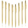 8 Pcs Slim Ballpoint Gold Pen Black Ink 1mm Metal