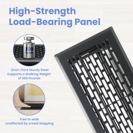 Howeall 4x10 Inches Heavy Duty Walkable Floor Register - Easy Adjust Air Supply Lever Decorative Floor Vent Covers - Boston Design Vent Covers for Home - Matte Black