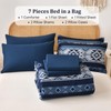 Anibedding Navy Blue Comforter Set Queen Size,7 Pieces Boho Bed