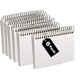 1InTheOffice Spiral Index Cards 3x5 Ruled, Notecard Spiral Bound, Ruled Index Cards Spiral Bound, Spiral Bound Index Cards 50 Cards/Pack, 6 Packs