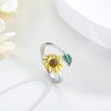 Sunflower Ring 925 Sterling Silver Fidget Rings Sunflower Spinner Ring