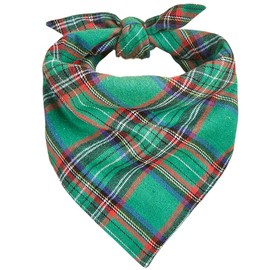 Dog Bandanas Buffalo Plaid Printing Adjustable Kerchief Square Plaid Pet Triangle Bibs Scarf Pet Accessories for Small Medium Large Dogs Puppy Cat(Red/Green，Small Plaid)