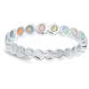 Eternity Round White Simulated Opal Stackable Ring New Sterling Silver