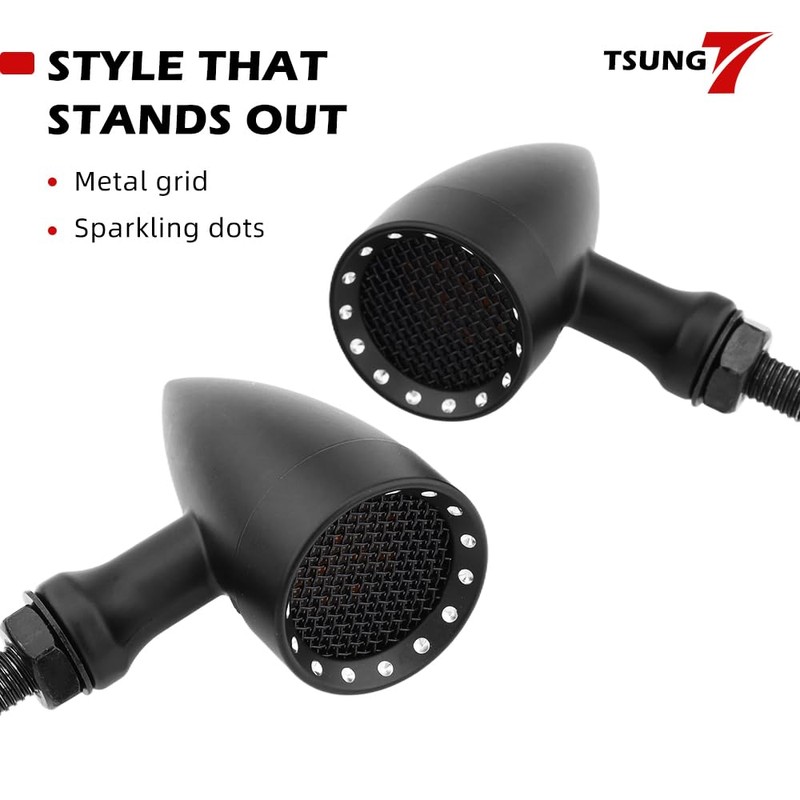 TSUNG 2PCS Motorcycle Rear Turn Signals LED Bullet SMD Blinkers