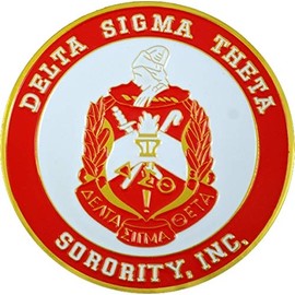 Delta Sigma/Σ Theta 3D Crest Round Car Badge Emblem [Red - 2.75"] - ID#104903