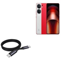 BoxWave Cable Compatible with vivo iQOO Neo10 Pro (China) - DirectSync PD Cable (3ft) - USB-C to USB-C (100W), Type C Braided 3ft Charge and Sync Cable - Jet Black