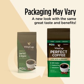 VitaCup Perfect Low Acid Coffee Beans, USDA Organic & Fair Trade, Mycotoxin Free, Dark Roast Guatemala Single Origin, Clean & Pure, Low Acidity, Whole Bean Coffee, 11 ounces