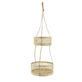 Natural Elements Two-tier plant basket made of natural seagrass, 29.5 inches