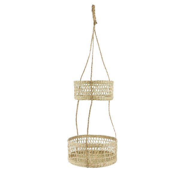 Natural Elements Two-tier plant basket made of natural seagrass, 29.5