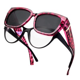 Face Shadow Polarized Fit Over Glasses for Women Men, Oversized Trendy Square UV Protection Sunglasses for Driving Riding