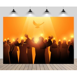 CHNYWORK 7x5ft Pentecost Backdrop Holy Spirit Bird Whit Sunday Biblical Story Whitsunday Jesus Christ Believer Pray Background Jesus Christian Party Church Decor Photo Props Wallpaper