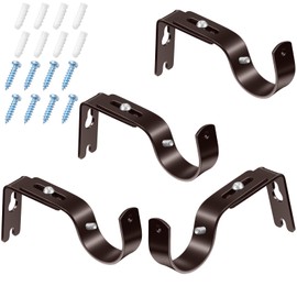 Frienda 4 Pcs Curtain Rod Support Brackets Bronze Adjustable Curtain Rod Hangers for 1 Inch Diameter General Hardware Holders Wall Bracket Hanger Hooks with Screws