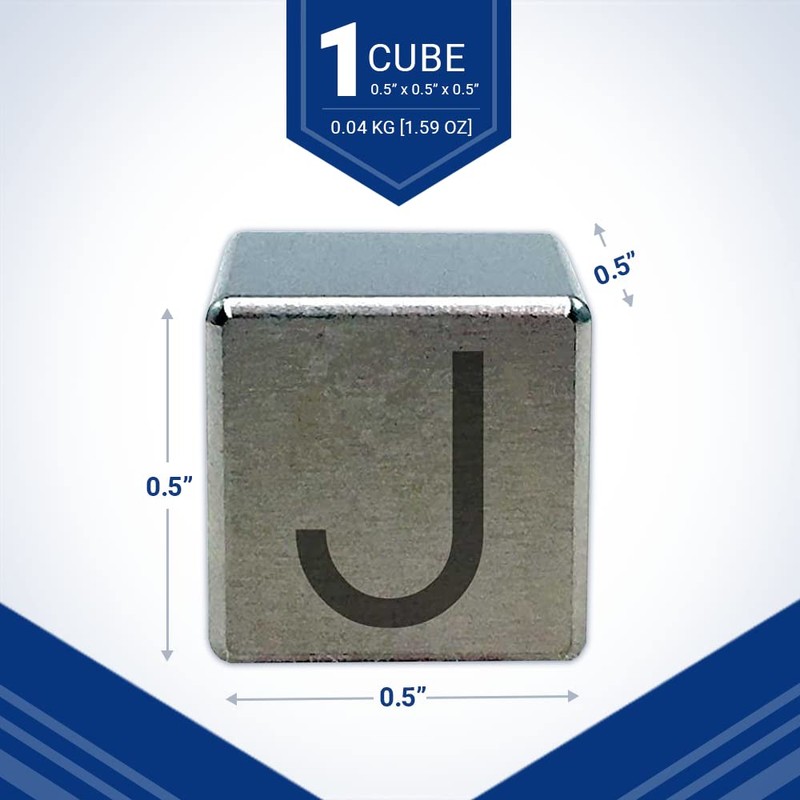 Tungsten Engraved Cube - 0.5" (J)