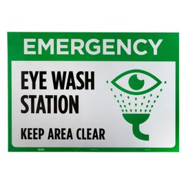 Emergency Eye Wash Station Decal Sign 3-pack - 10" x 7" Stick-on Reflective Sturdy Safety Warning Sign for OSHA Compliance in STEM Science Classroom Area and Chemical Hazard Research Laboratories