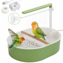 Lonepetu Automatic Parakeet Bird Bath Shower, Quiet Circulating Parrot Bathtub