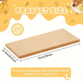 Fuyoooo 300 Pcs Freeze Dryer Tray Mats Compatible with Harvest Right, Non-stick Baking Mats, One-off Parchment Paper Freeze Dryer Accessories (Large 19.9 x 8.4")