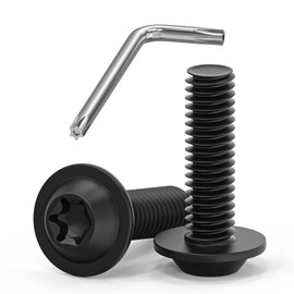 Pack of 30 M6 x 20 Screws, Pan Head Screws, Torx Screws, Flange Screws, Stainless Steel, A2 V2A, Full Thread, Black Oxide, with Torx Key