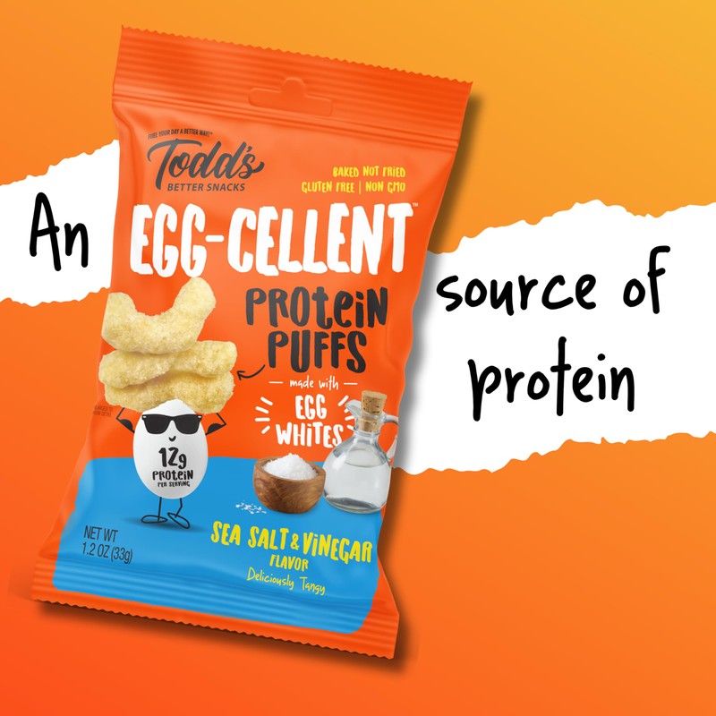 Todd's Better Snacks Egg-Cellent Protein Puffs, Sea Salt & Vinegar,