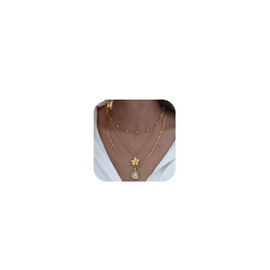 Layered Necklaces for Women Charm Necklace Boho Starfish Seashell Fish Necklace Beach Jewelry