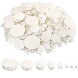 320Pcs 8 Sizes White Plastic Plugs - Round Hole Plugs, Snap in Locking Hole Covers for Kitchen Cabinet Furniture (3/16', 1/4',5/16', 3/8',1/2', 5/8', 1', 11/2')