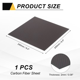 MECCANIXITY Carbon Fiber Sheet 240x240x2mm 3K Carbon Fiber Board with Metallic Threads Plain Weave Glossy Surface Laminate Plate Panel for Automotive, Cars, RC Models, Drones, DIY, Red