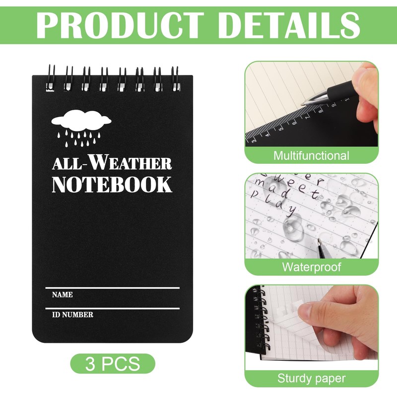 Haiabei Pack of 5 Mini Waterproof Notepad, 3 x 5