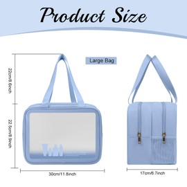 MAANGE Toiletry Bag for Women Men,Portable Large Translucent Wet and Dry Separation Travel Toiletry Bag Waterproof Travel Organizer Storage for Accessories,Toiletries(Blue)