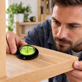 Round Bullseye Bubble Level, Mini Horizontal Spirit Level for Woodworking, Furniture, RV & Equipment