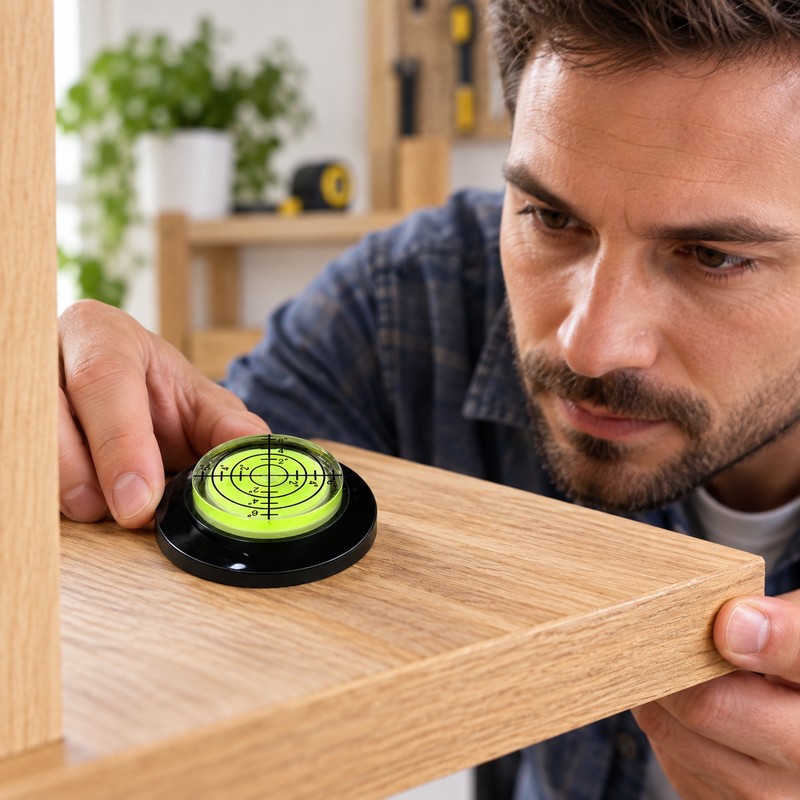 Round Bullseye Bubble Level, Mini Horizontal Spirit Level for Woodworking,