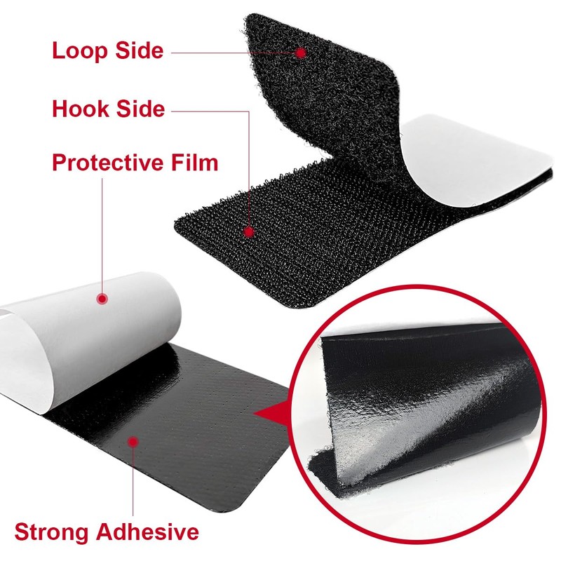 2x4 inch Hook and Loop Strips with Adhesive, Nylon Heavy