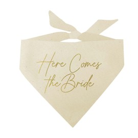Here Comes The Bride Wedding Dog Bandana (Natural, OS 764)