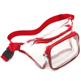 Veckle Clear Fanny Pack Stadium Approved - Adjustable Belt Bag for Women Fits Sport Events, Travel, Beach, Concerts, Stadium Waist Bag (for age 12 or above), Red