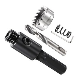 METALLIXITY Hole Saw Kit 25.5mm (1"), 4241 High Speed Steel Hole Cutter with Center Drill Bit, Hex Key and Spring - for Soft Metal, Plastic, PVC Boards, Silver
